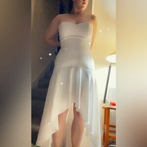 BCBGMaxAzria high low maxi dress white